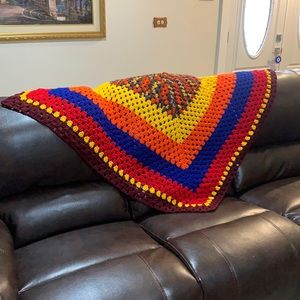 Rainbow bright hand crochet quilt/throw